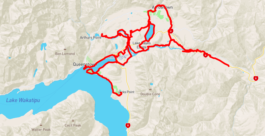 Карта маршрута The Queenstown Trail / © Mapbox